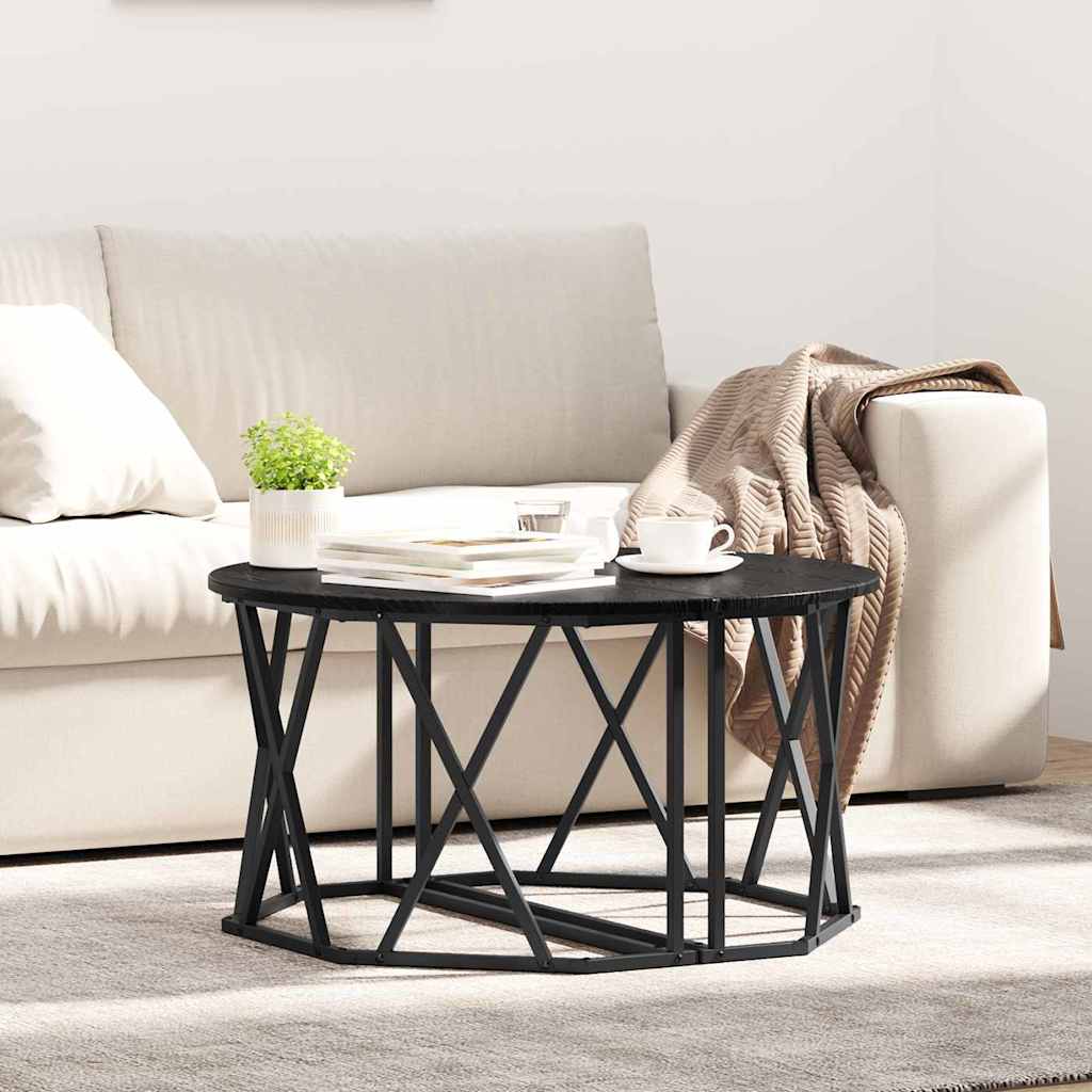 Schwarzer Couchtisch Eichenoptik 80x80 cm