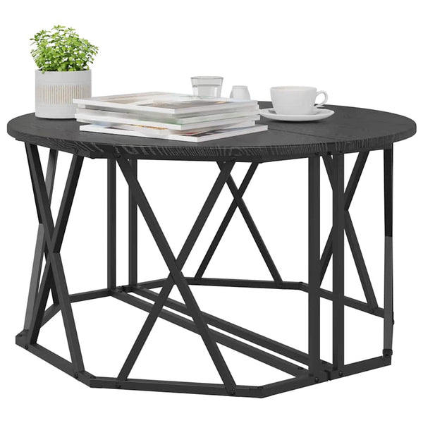 Schwarzer Couchtisch Eichenoptik 80x80 cm