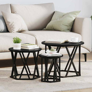 Nesting Beistelltisch 3er-Set Schwarz Eiche