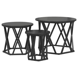 Nesting Beistelltisch 3er-Set Schwarz Eiche
