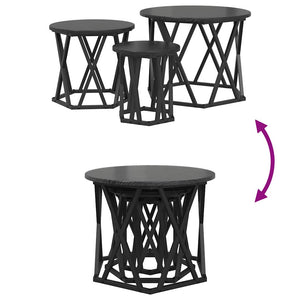 Nesting Beistelltisch 3er-Set Schwarz Eiche