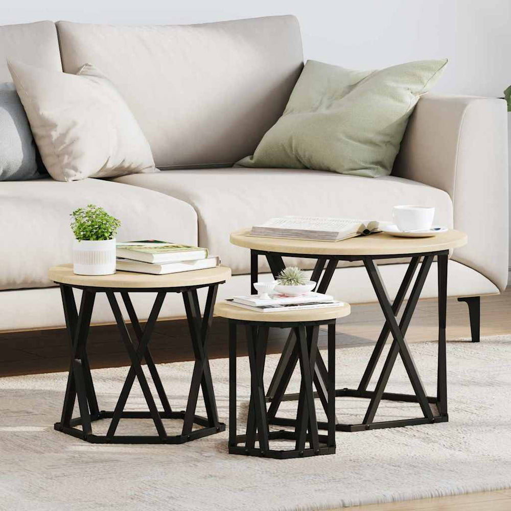 vidaXL Nesting Side Tables 3 pcs Sonoma Oak