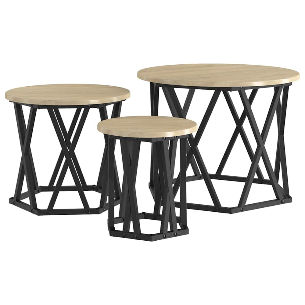 vidaXL Nesting Side Tables 3 pcs Sonoma Oak