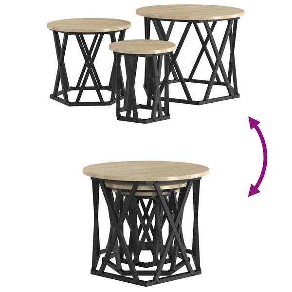 Nesting Beistelltisch 3er Set Sonoma-Eiche