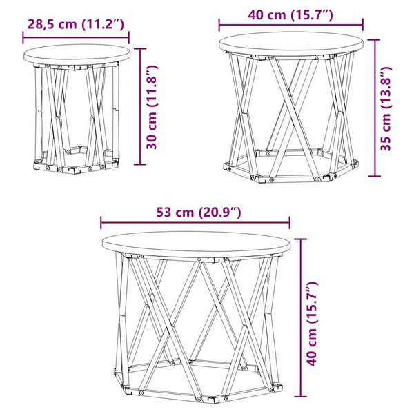 Nesting Beistelltisch 3er Set Sonoma-Eiche