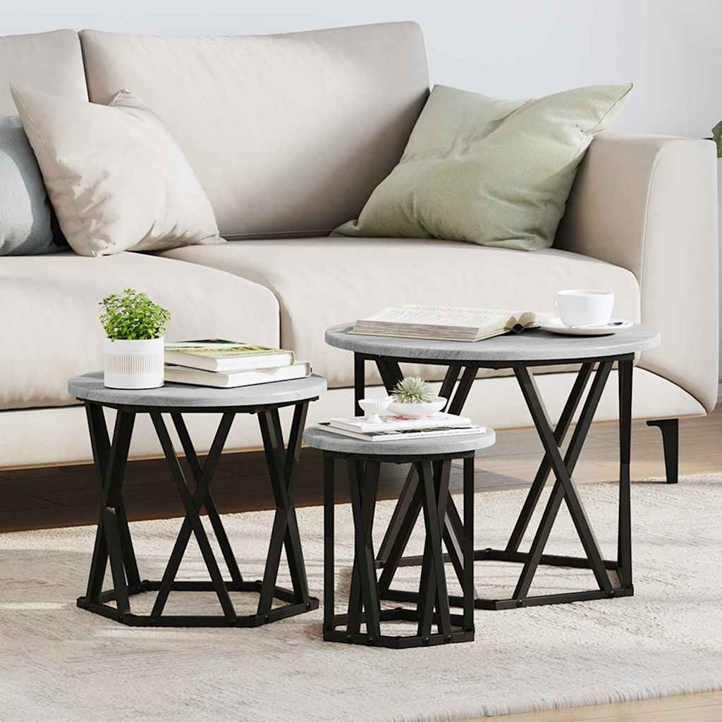 Nesting Beistelltisch 3er Set Grau Sonoma