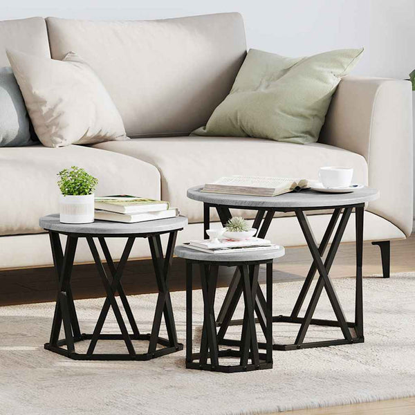 Nesting Beistelltisch 3er Set Grau Sonoma