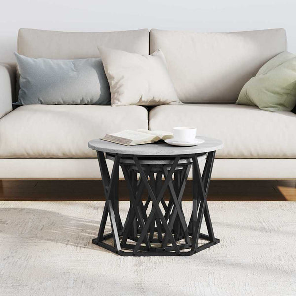 Nesting Beistelltisch 3er Set Grau Sonoma
