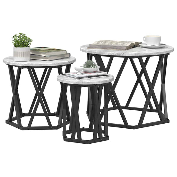 Nesting Beistelltisch 3er Set Grau Sonoma