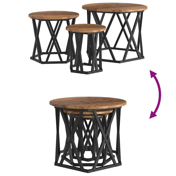 Nesting Beistelltisch 3er Set Altholz