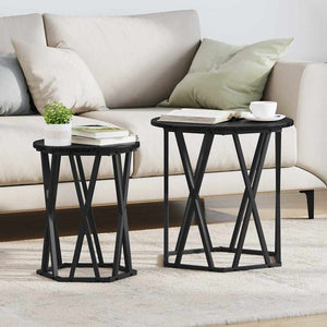 Couchtisch Schwarz Eichenoptik 2er Set