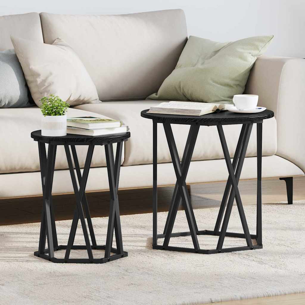 Couchtisch Schwarz Eichenoptik 2er Set