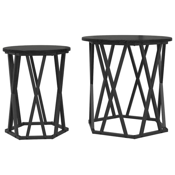Couchtisch Schwarz Eichenoptik 2er Set