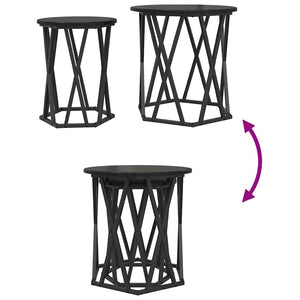 Couchtisch Schwarz Eichenoptik 2er Set