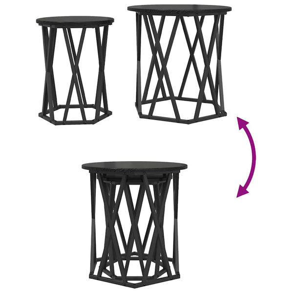 Couchtisch Schwarz Eichenoptik 2er Set