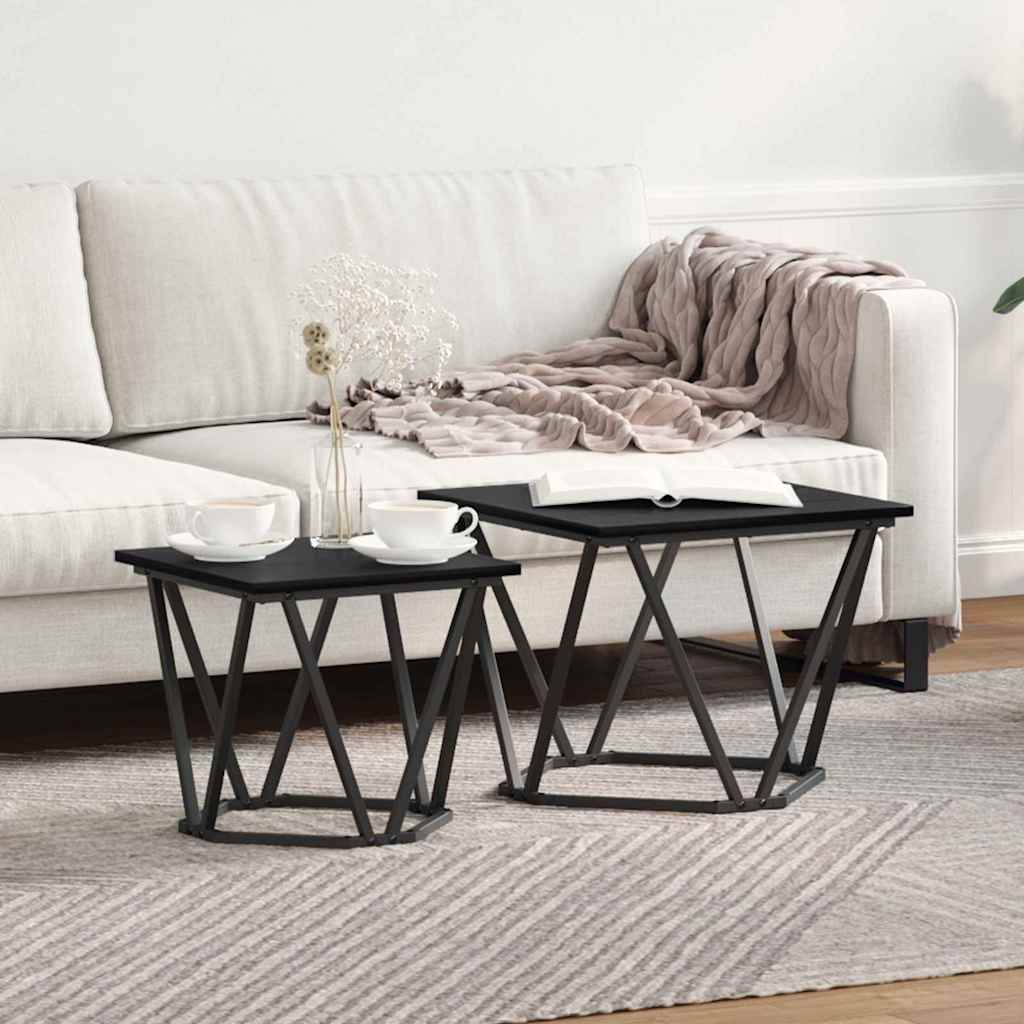 Beistelltisch Set 2er Schwarze Eiche