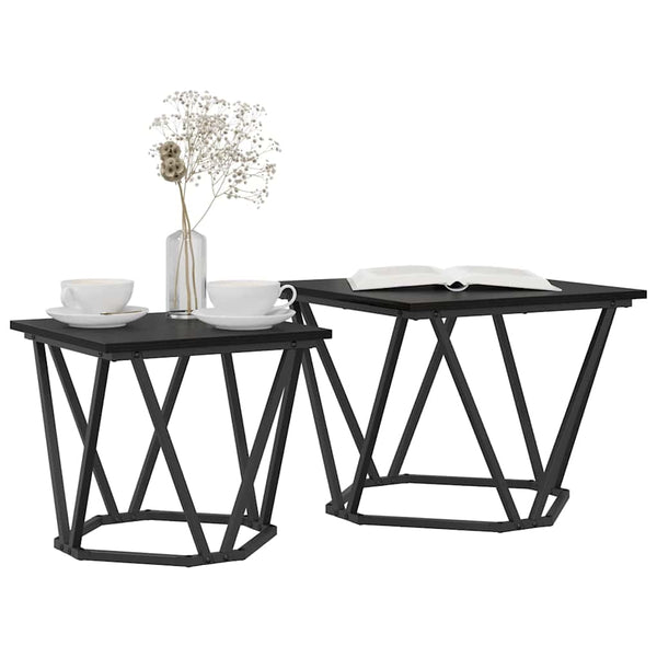 Beistelltisch Set 2er Schwarze Eiche
