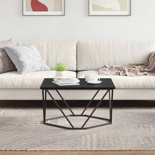 Schwarzer Couchtisch Eichenoptik 80x80 cm