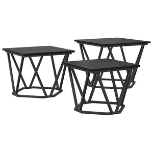 Schwarzer Couchtisch 3er Set Eichenoptik
