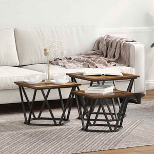3er Couchtisch Set Eiche Optik