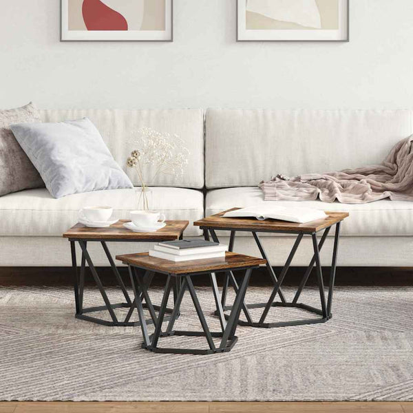 3er Couchtisch Set Eiche Optik