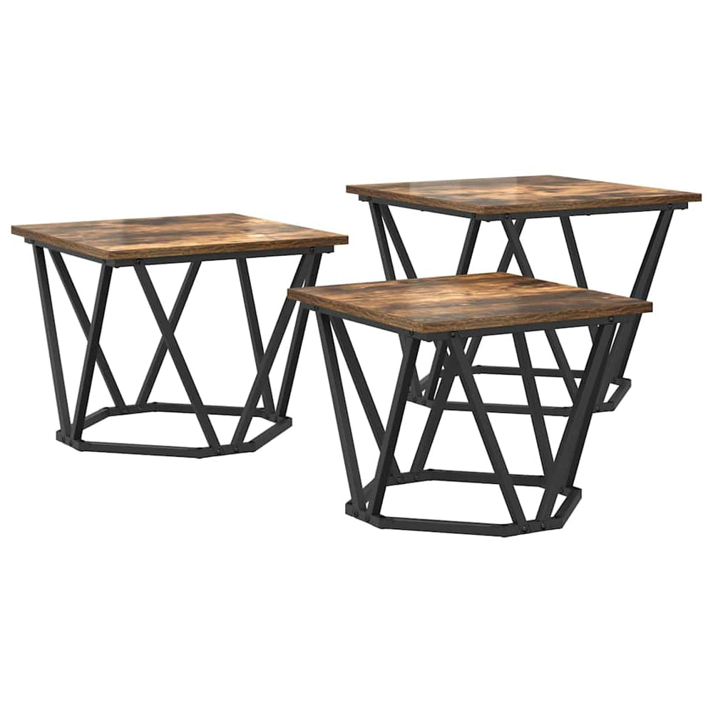 3er Couchtisch Set Eiche Optik