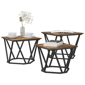 3er Couchtisch Set Eiche Optik