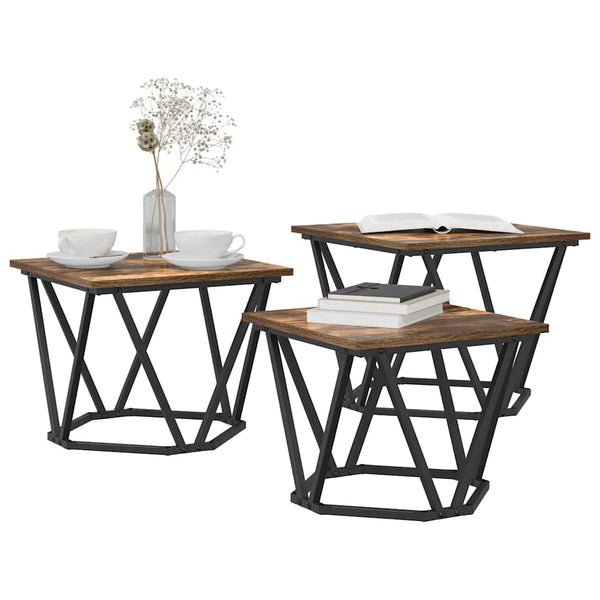 3er Couchtisch Set Eiche Optik