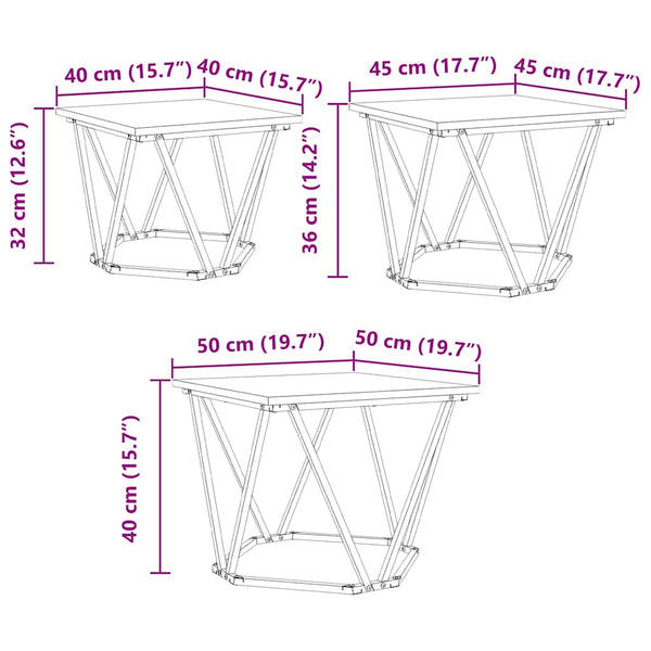 3er Couchtisch Set Eiche Optik
