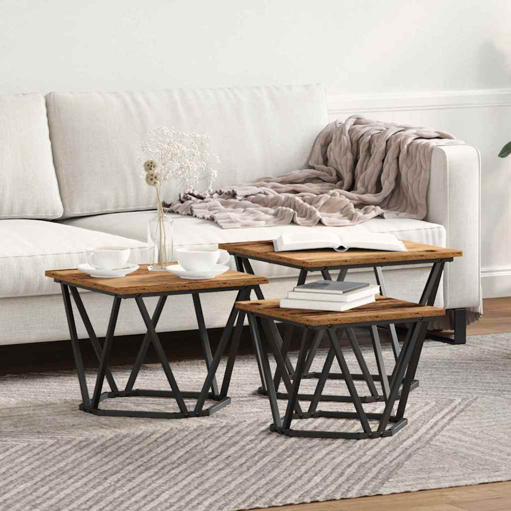 Quadratischer Couchtisch, 3er-Set