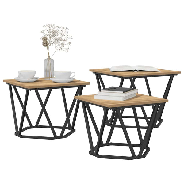 vidaXL Table basse 3 pcs Chêne artisan Bois d'ingénierie et acier