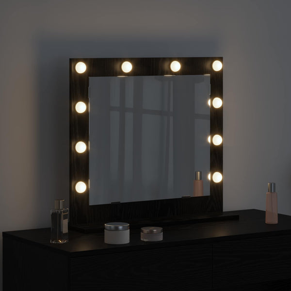vidaXL Miroir de lavabo noir aspect chêne 60 x 55 x 18 cm