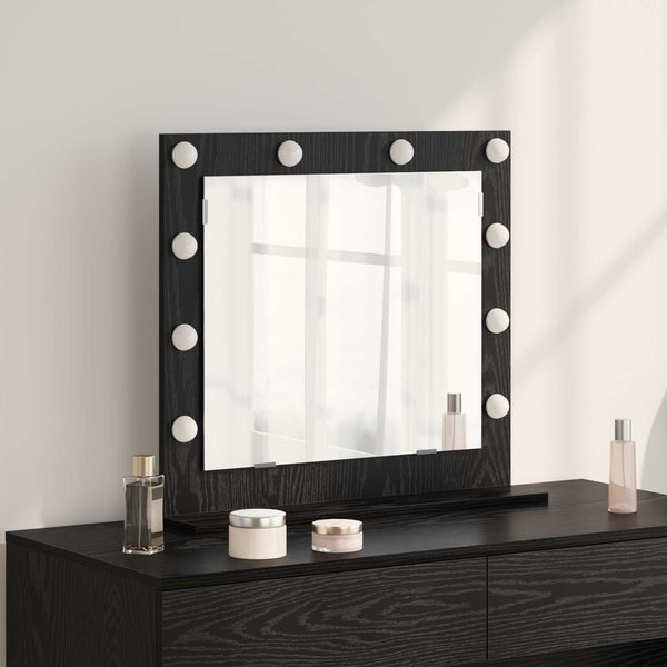 vidaXL Miroir de lavabo noir aspect chêne 60 x 55 x 18 cm