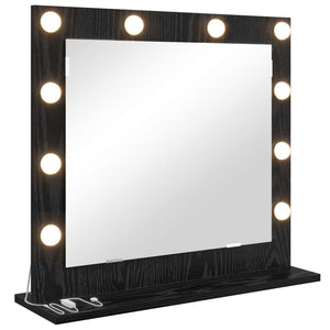 vidaXL Miroir de lavabo noir aspect chêne 60 x 55 x 18 cm
