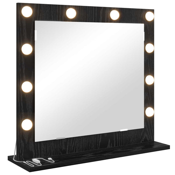 vidaXL Miroir de lavabo noir aspect chêne 60 x 55 x 18 cm