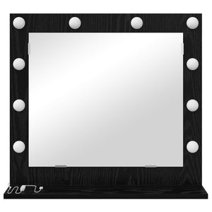 vidaXL Miroir de lavabo noir aspect chêne 60 x 55 x 18 cm