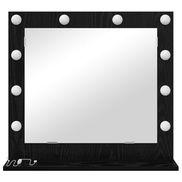 vidaXL Miroir de lavabo noir aspect chêne 60 x 55 x 18 cm