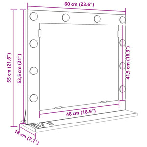 Rechteckiger Waschtischspiegel Altholz 60x55 cm
