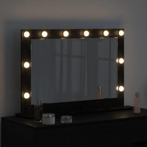 Waschtischspiegel Schwarz Eichen-Optik LED