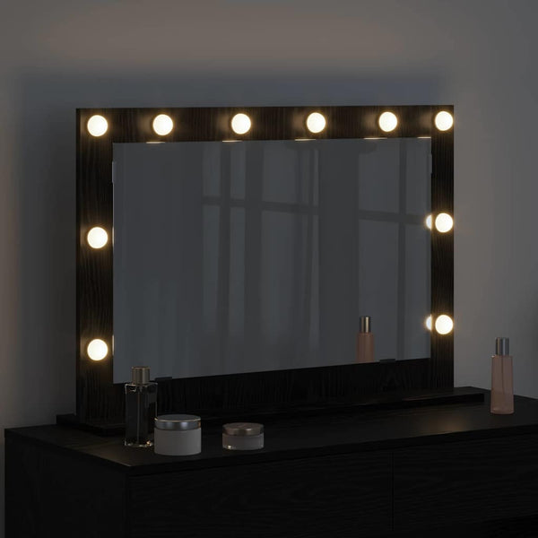 Waschtischspiegel Schwarz Eichen-Optik LED