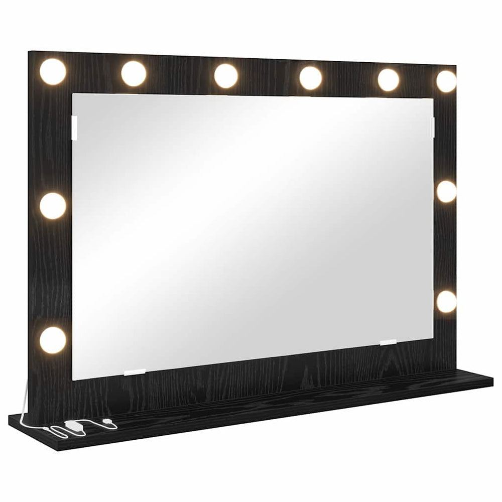 Waschtischspiegel Schwarz Eichen-Optik LED