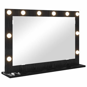 Waschtischspiegel Schwarz Eichen-Optik LED