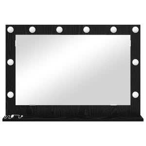 Waschtischspiegel Schwarz Eichen-Optik LED