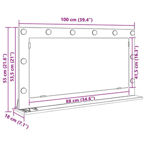 Waschtischspiegel Geräucherte Eiche 100 cm