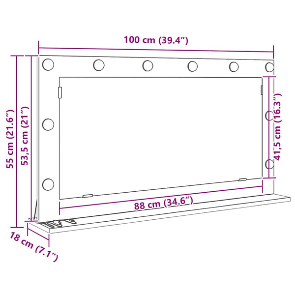 Waschtischspiegel Geräucherte Eiche 100 cm