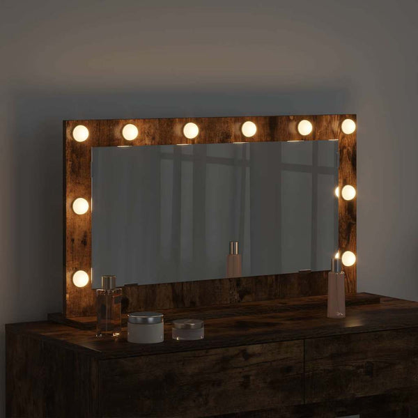 Waschtischspiegel mit LED Geräucherte Eiche 80cm