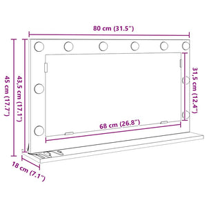 Rechteckiger Altholz Waschtischspiegel 80x45 cm