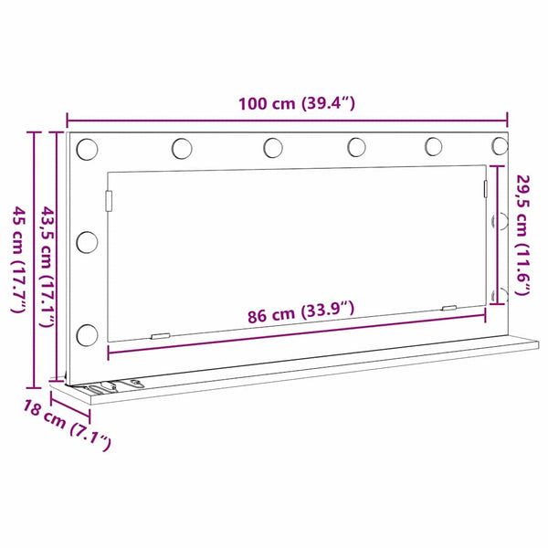 Waschtischspiegel Sonoma-Eiche 100x45 cm