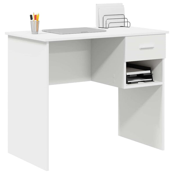vidaXL Bureau avec tiroirs Blanc 90 x 49 x 75 cm Bois d'ingénierie