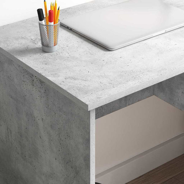 Schreibtisch mit Regal Beton Grau 90 cm